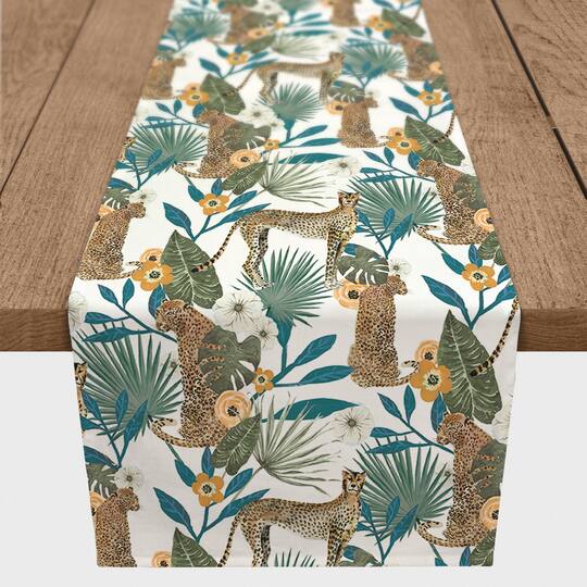 90" Tropical Cheetah Cotton Twill Runner